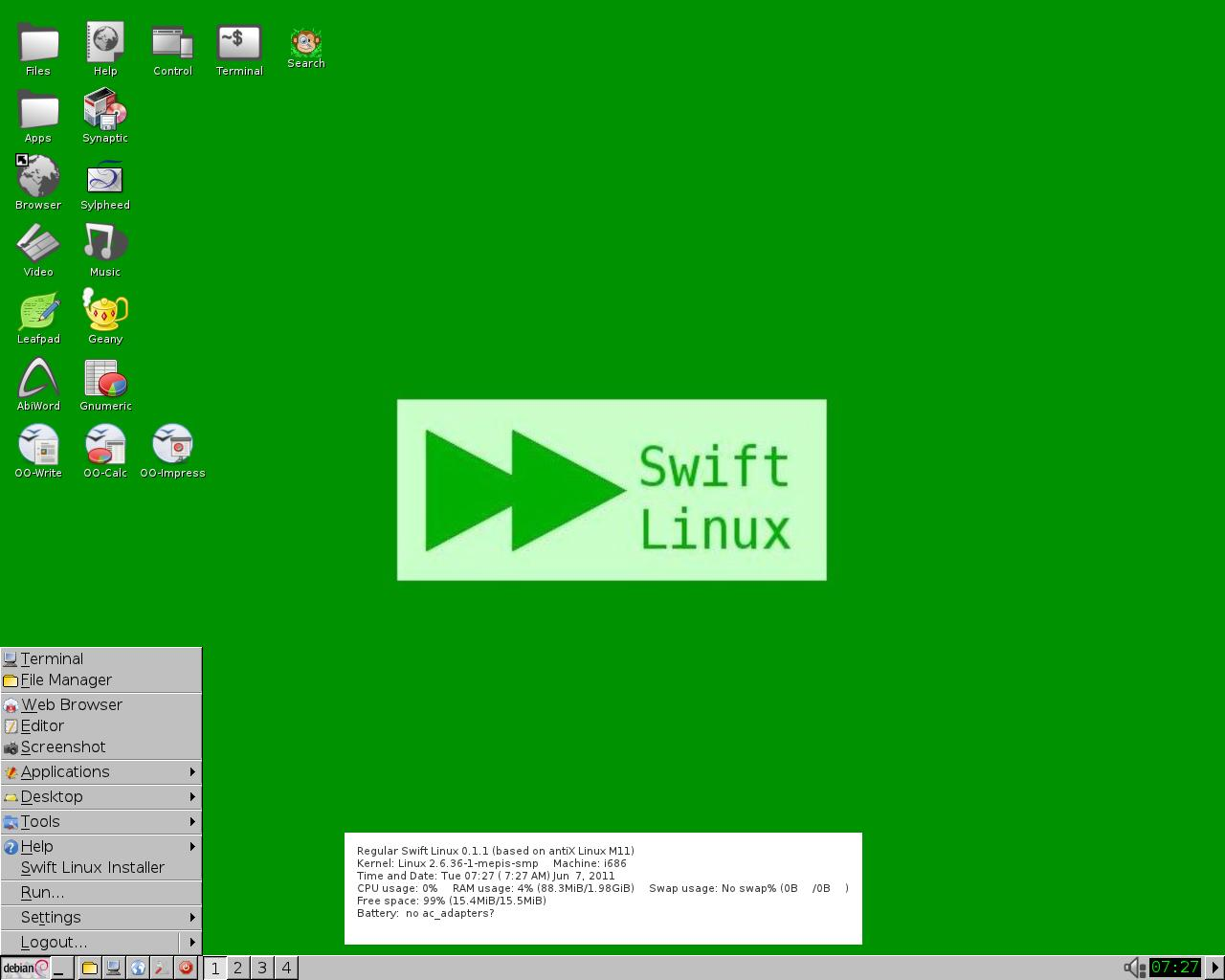 Скриншот Swift Linux