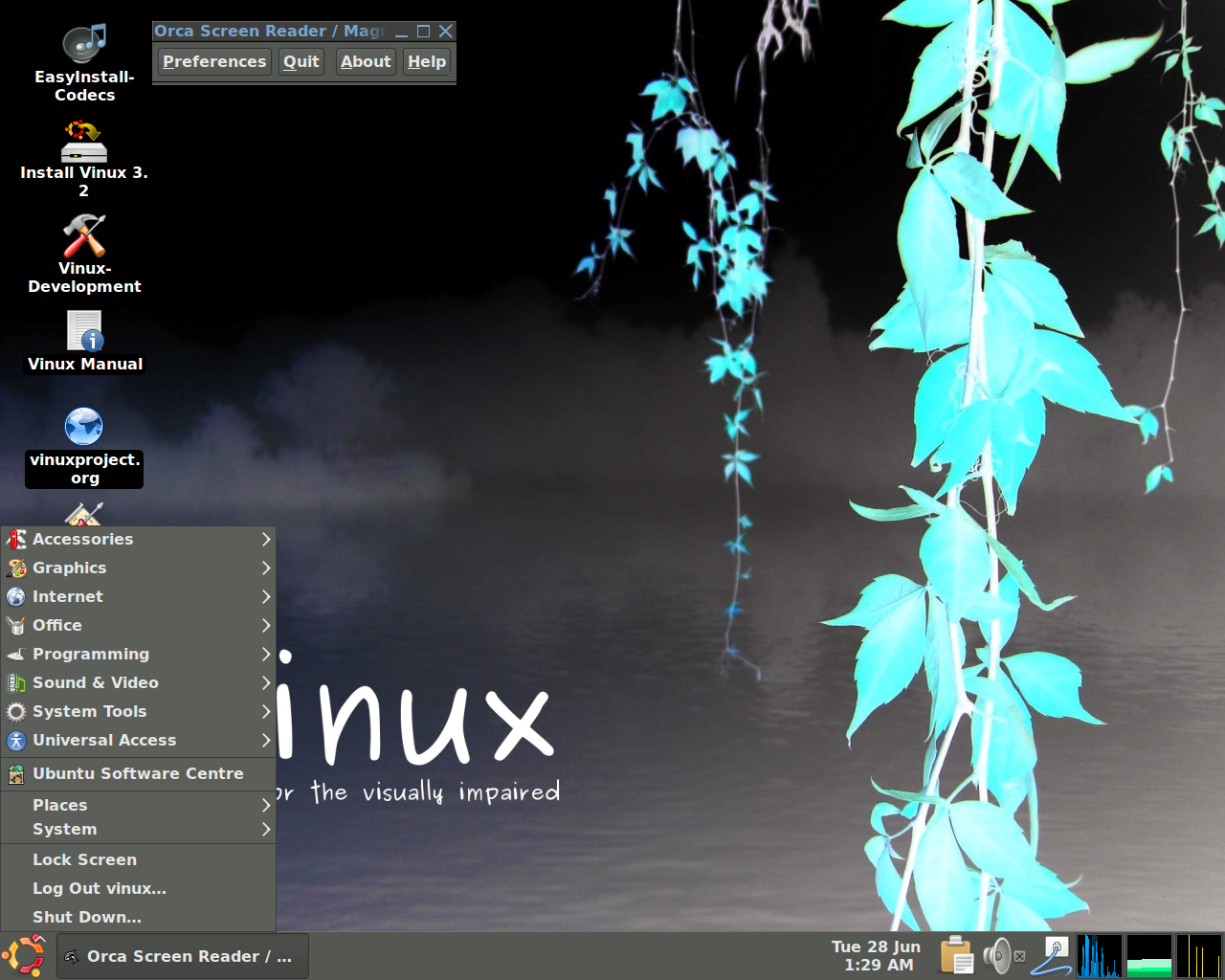 Скриншот Vinux